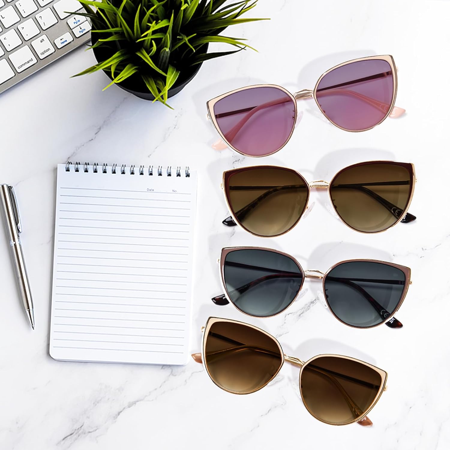 Cat Eye Sunglasses for Women Fashion Oversized Metal Frame Cateye Shades UV400 Protection Vintage Sun Glasses - Image 6