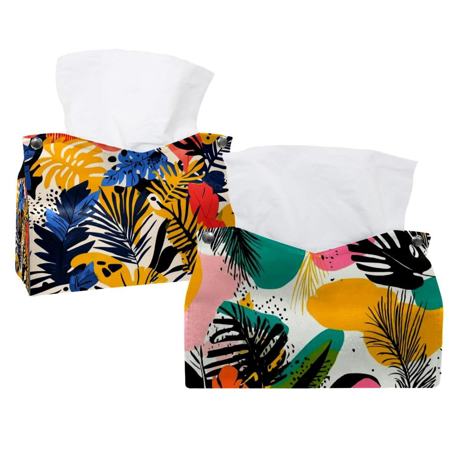 Boîte à mouchoirs pour commode et chambre motif exotique en cuir