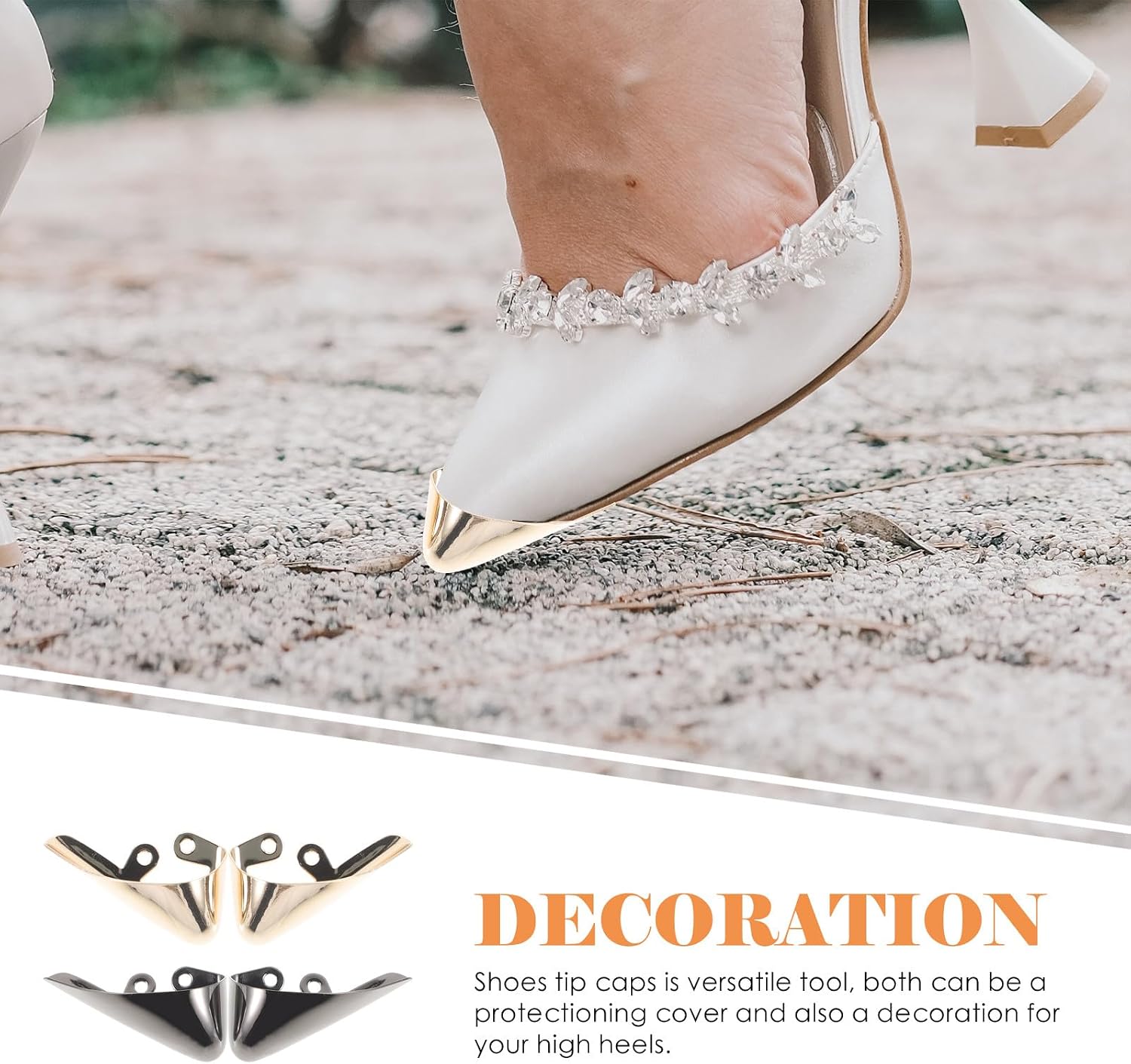 4 Pair High Heel Toe Protection - Shoes Square Toe Protector - Boot Tips Iron Cap Covers for High-Heeled Shoes Protection Repair Decoration