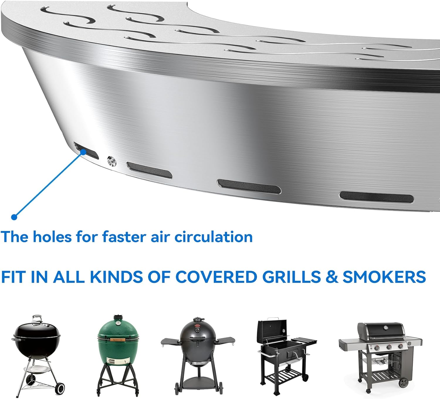 Skyflame Stainless Steel Double V-shape BBQ Smoke Box and Charkettle Smoky Flavor Wood Chip Smoker Box with Removable Lid