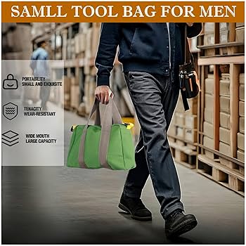 Canvas Wide Mouth Tool Bag, Large Capacity Tool Bags for Men