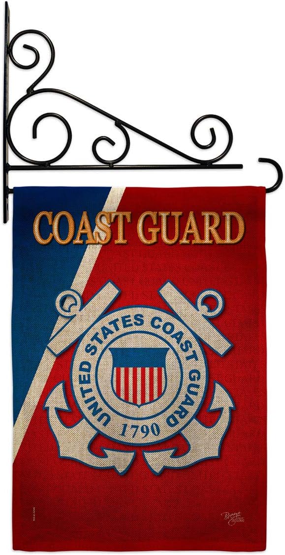 Coast Guard Garden Flag Set with Stand Armed Forces USCG Semper Paratus United State American Military Veteran Retire Official Small Gift Yard House Banner Double-Sided Made In USA 13 X 18.5