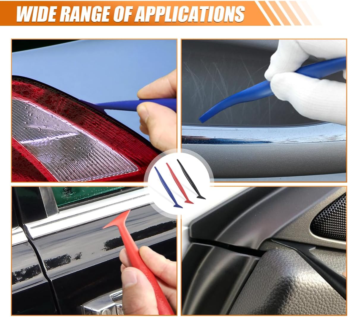 Car Wrapping Vinyl Tool Kit, 3 in 1 Flexible Micro Squeegee Set, Corner Squeegee Curves Slot Tools with 3 Different Hardness, for Auto Stickers, Vinyl Wraps Application (3PCS)