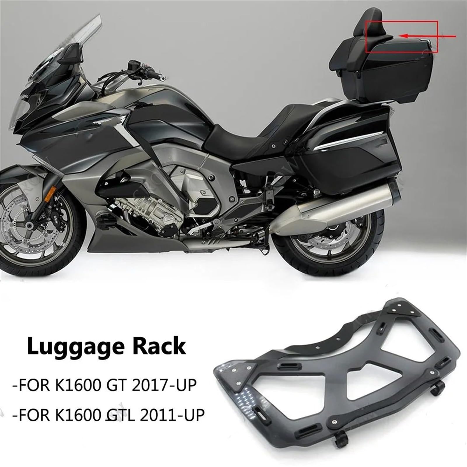 Uchwyt Topcase Tylny bagażnik motocyklowy do BMW K1600GTL 2011-up K1600GT 2017-up motocyklowy Wspornik(Transparent)