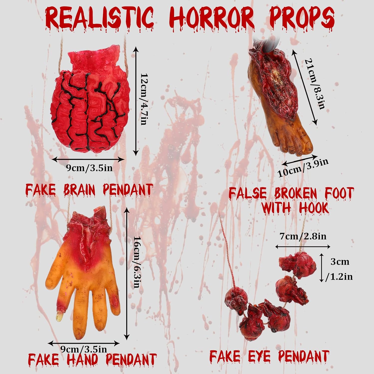 Mepase 38 Pcs Halloween Butcher Costumes Set Broken Props Chef Apron Tattoo Stickers Fake Eyeballs Hands Feet Brain Halloween Horror Party Favors Supplies