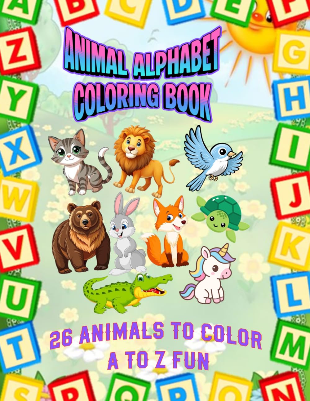 Animal Alphabet Coloring Book: A to Z Alphabet Activity Book for Toddlers and Kids Ages 2-4
