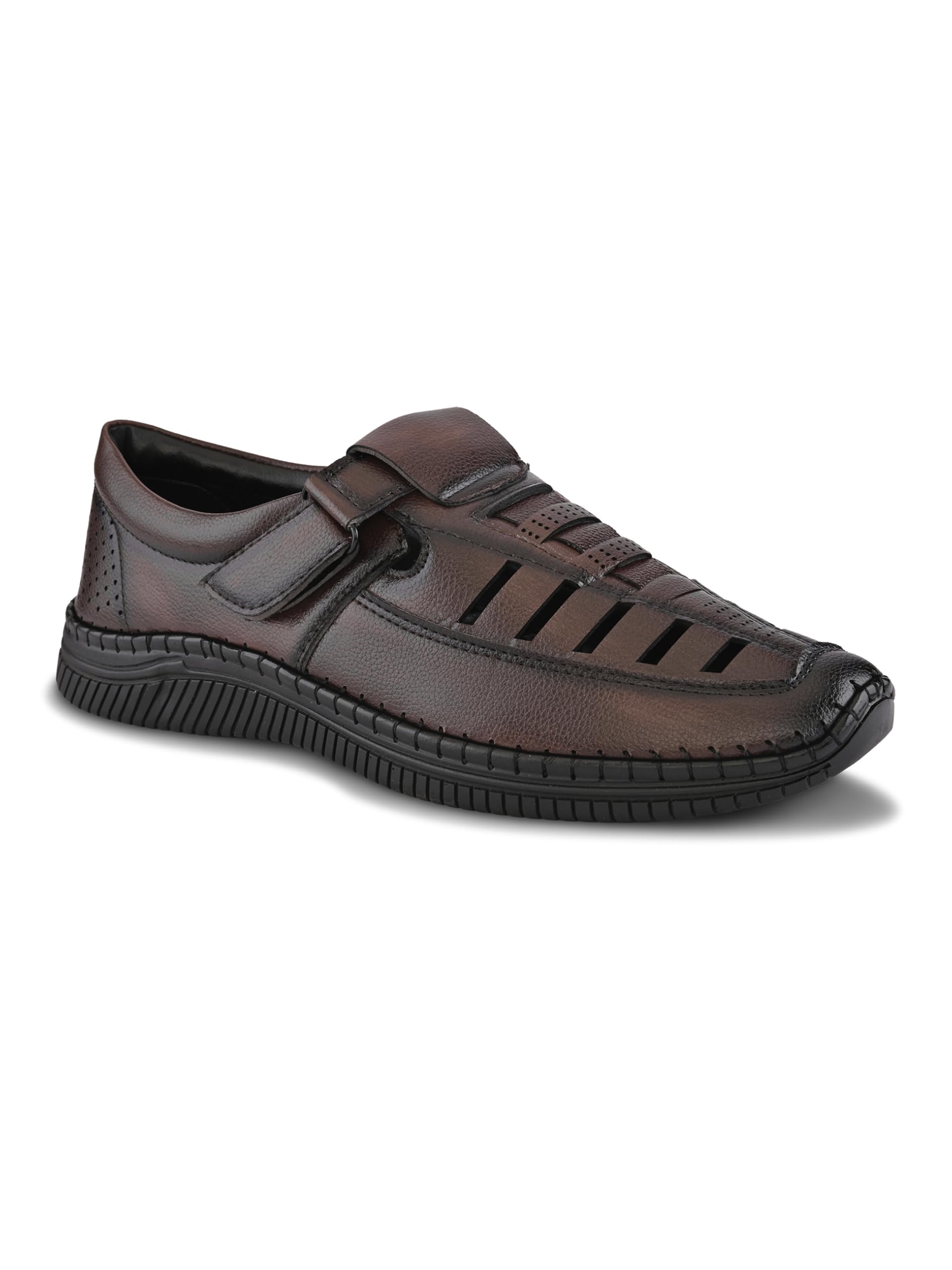mens Tpdn 32011 Brown MEN BLACK TEXTURED SLIPON COMFORTABLE FISHERMAN SANDALS-image-40