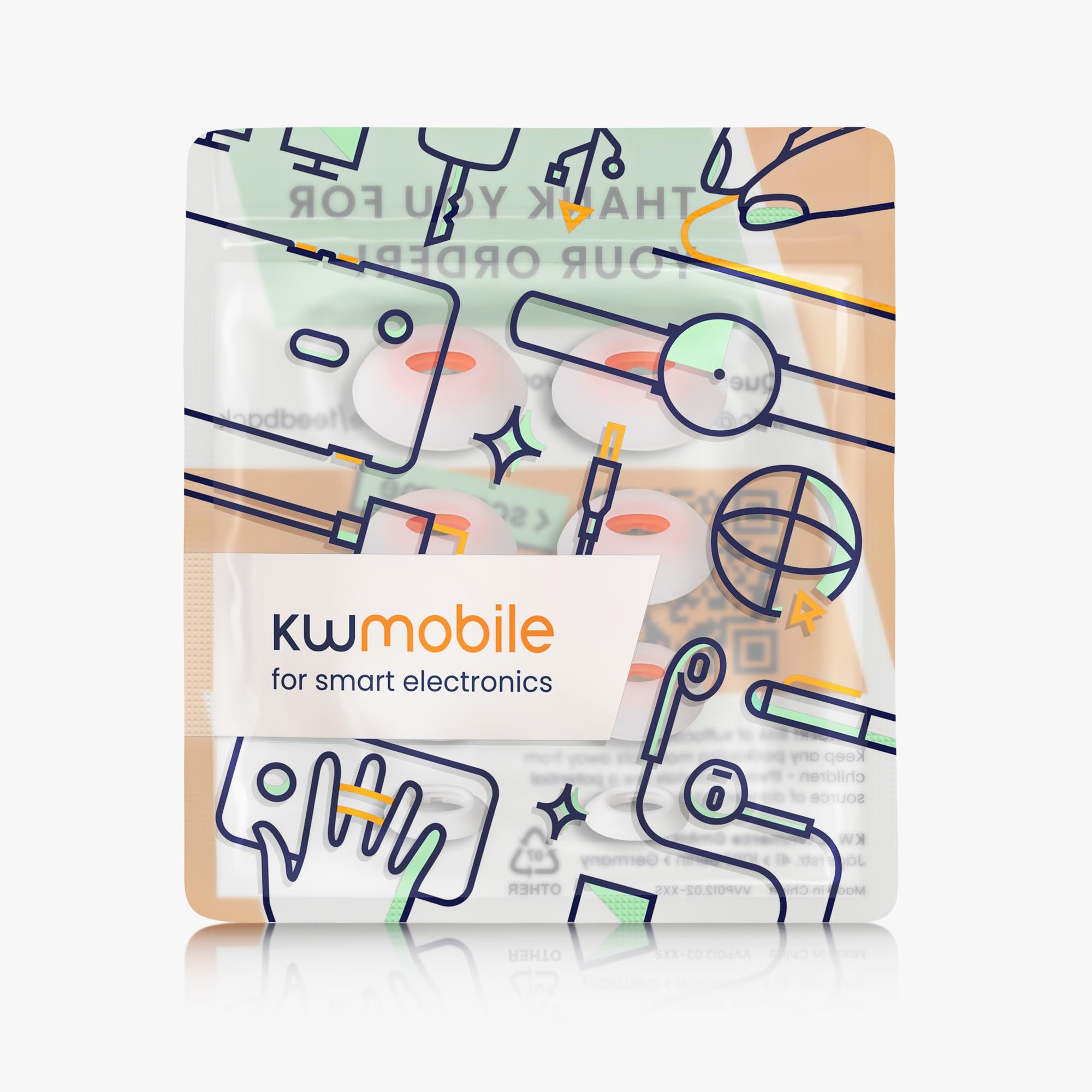 kwmobile 8 x silikonowe końcówki do słuchawek JBL Tune Flex, 4 rozmiary, wymienne końcówki douszne do słuchawek dousznych, białe