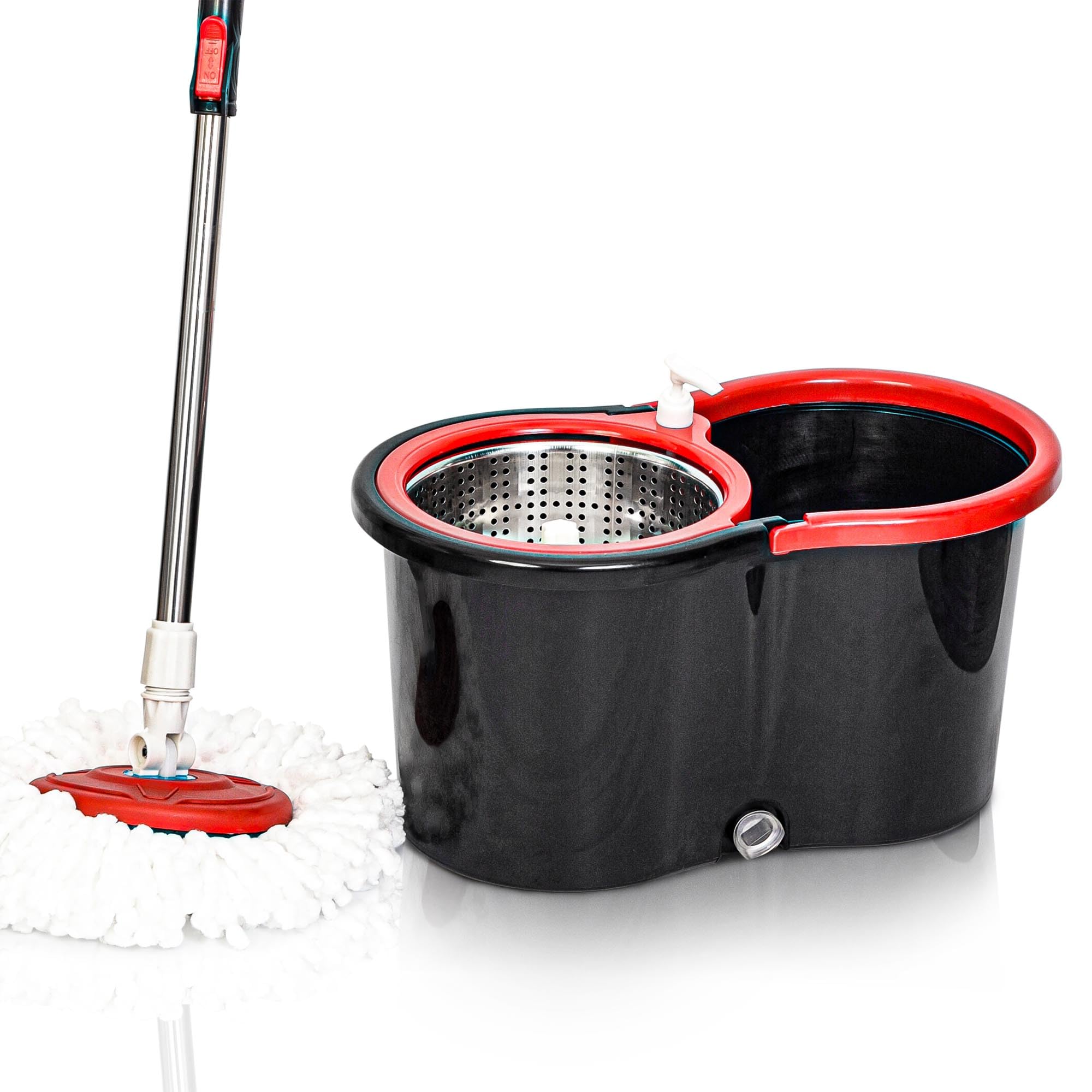 Aspect Mop and Buckets Sets Cleaning with 4 Wheel Turbo 16 Liter Microfiber Spin Wringer Mob for Cleaning tools and 360° Clean Hard Floor with EXTRA 3 Washable Mops Pads