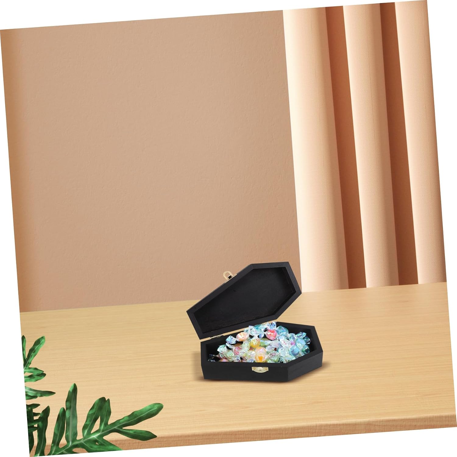 Wooden Coffin Box for PET Ashes Small Goth Treat Case with Lid for PET Memorials and Halloween Decor as Animal Lovers