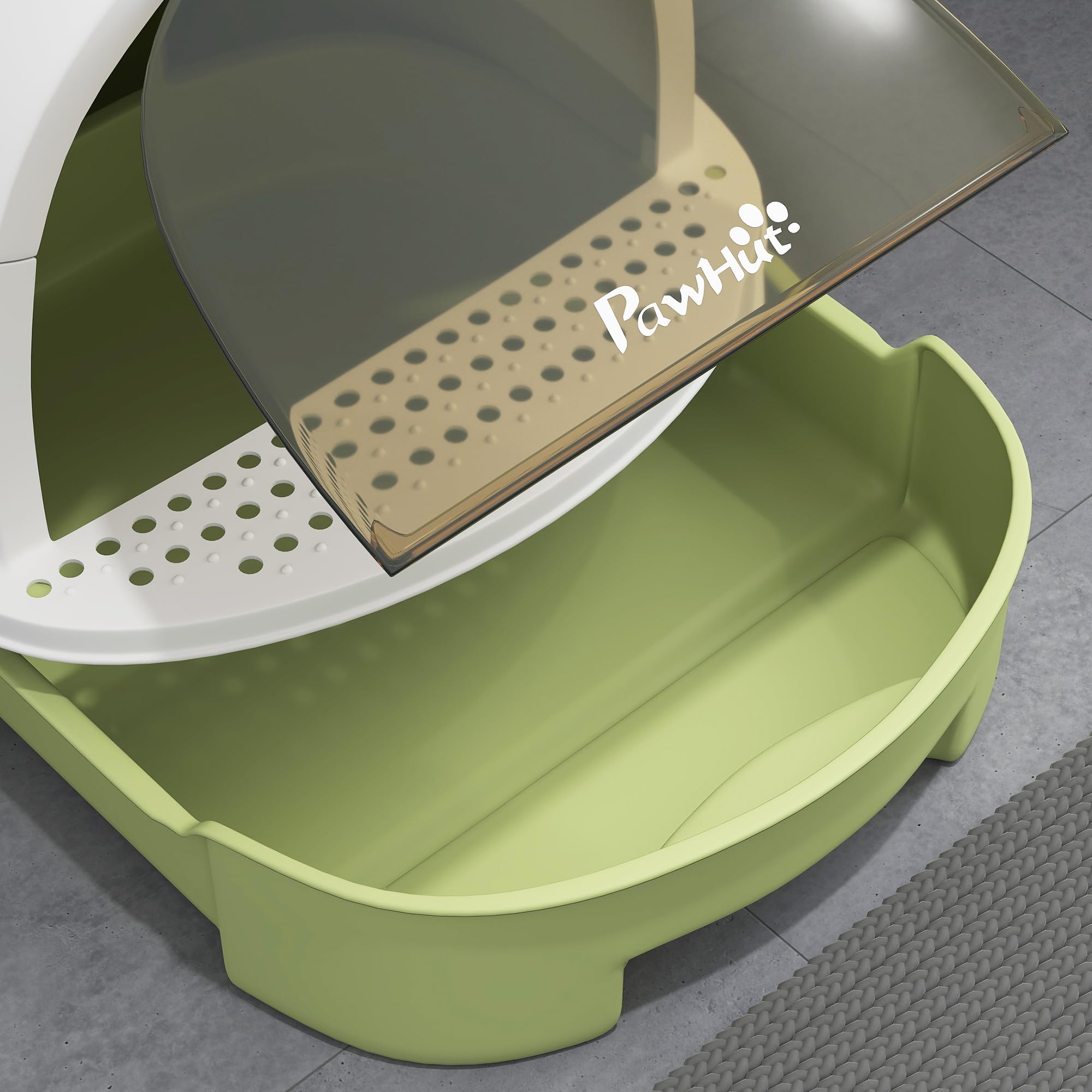 PawHut Lettiera per Gatti Chiusa con Vassoio Estraibile, Toilette per Gatti con Cassetta Igienica per Gatti con Maniglia, Paletta e Filtro ai Carboni Attivi, Verde