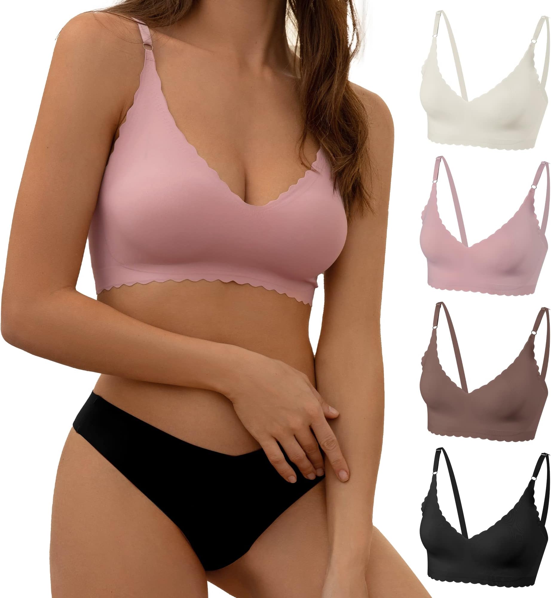 Women’s Sleep Bra with Wireless Support, Criss-Cross Back, Seamless Design and Removable Pad Pack