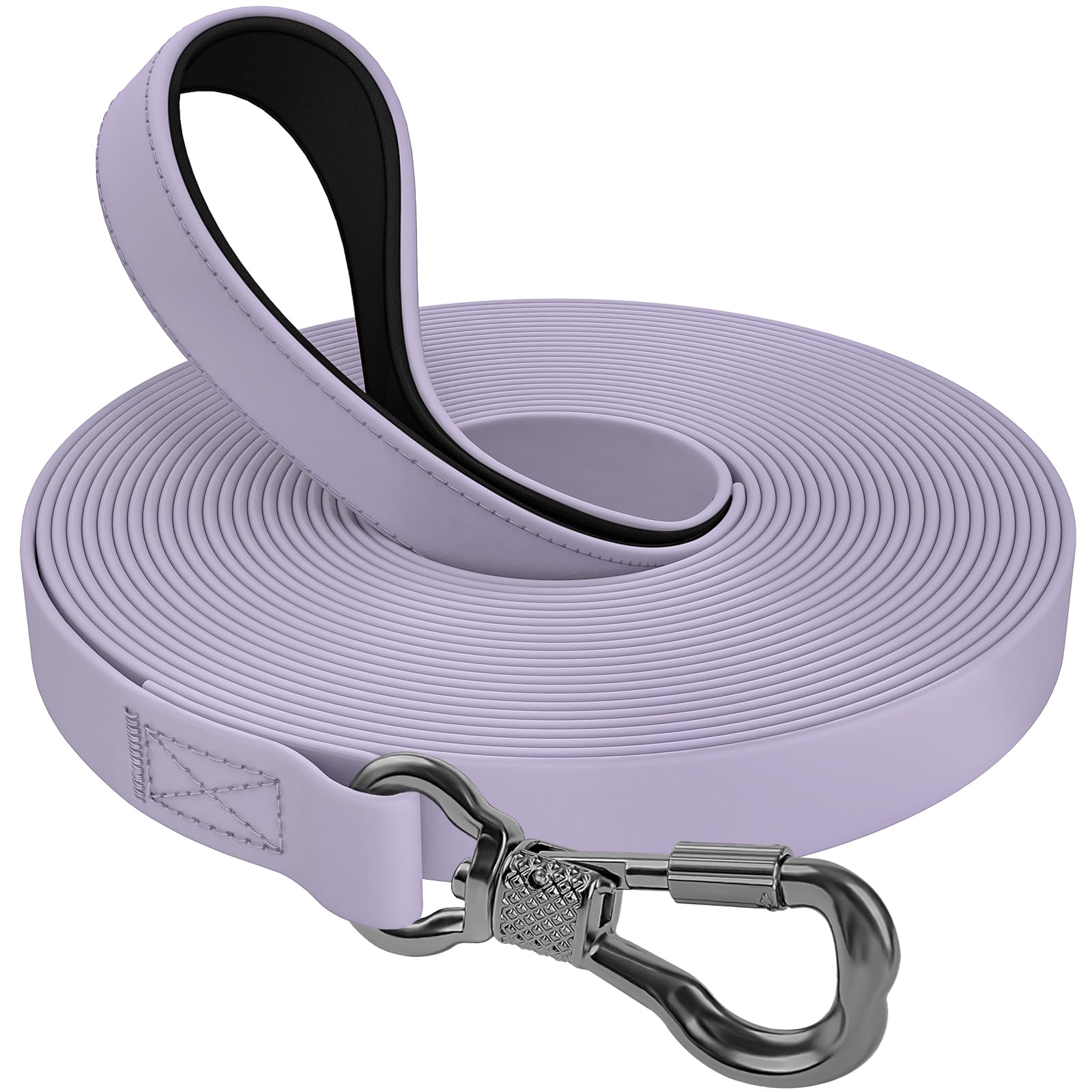 X XBEN Lunghina Cane 10 Metri, Guinzaglio Gommato e di Addestramento Con Maniglia Imbottita, Impermeabile, Moschettone, Resistente Adatto per Tutti i Cani, Viola