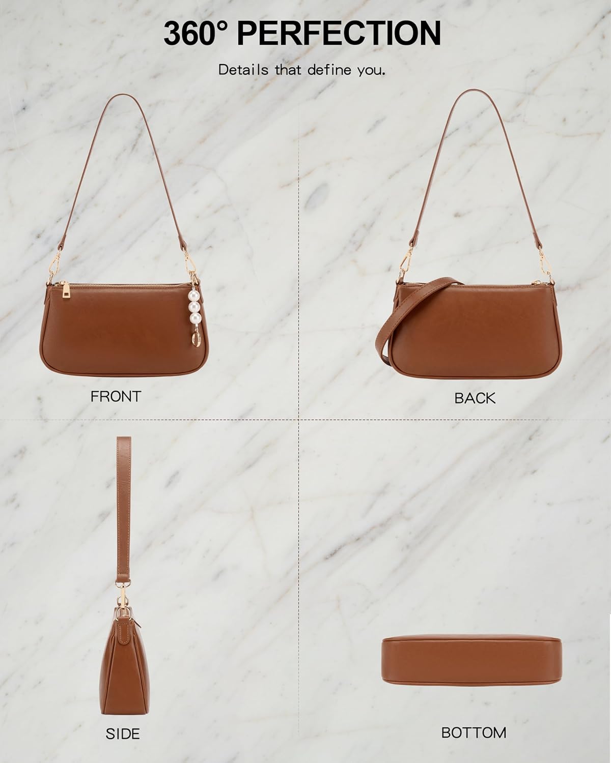 Travistar Shoulder Bag for Women Small - Vegan Leather Crossbody Bags Handbags Hobo Cute Clutch Purses Satchel with 3 Straps - Image 8