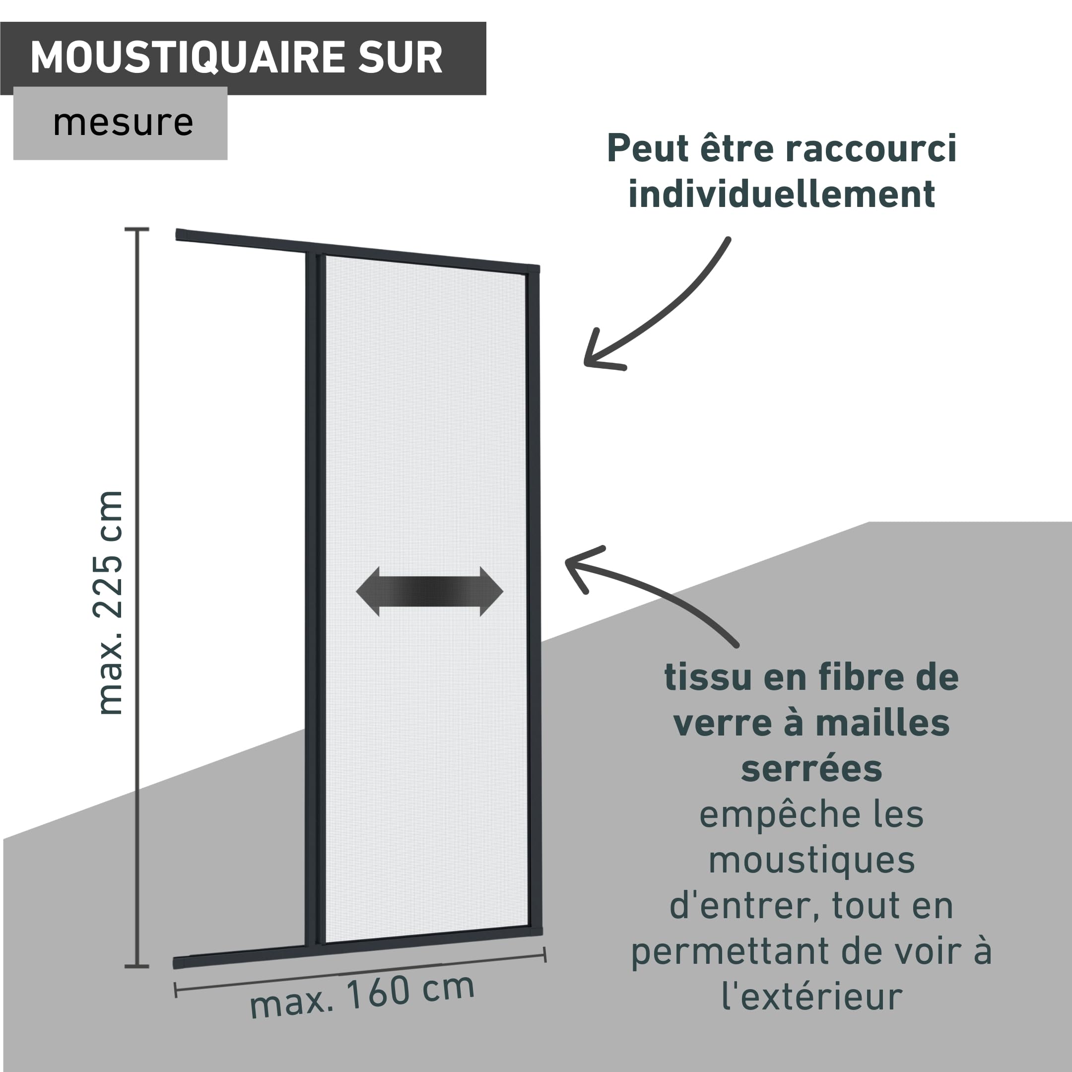 Windhager Moustiquaire Store Enrouleur pour Portes, individuellement découpable, 225 x 160 cm, anthracite, 03895