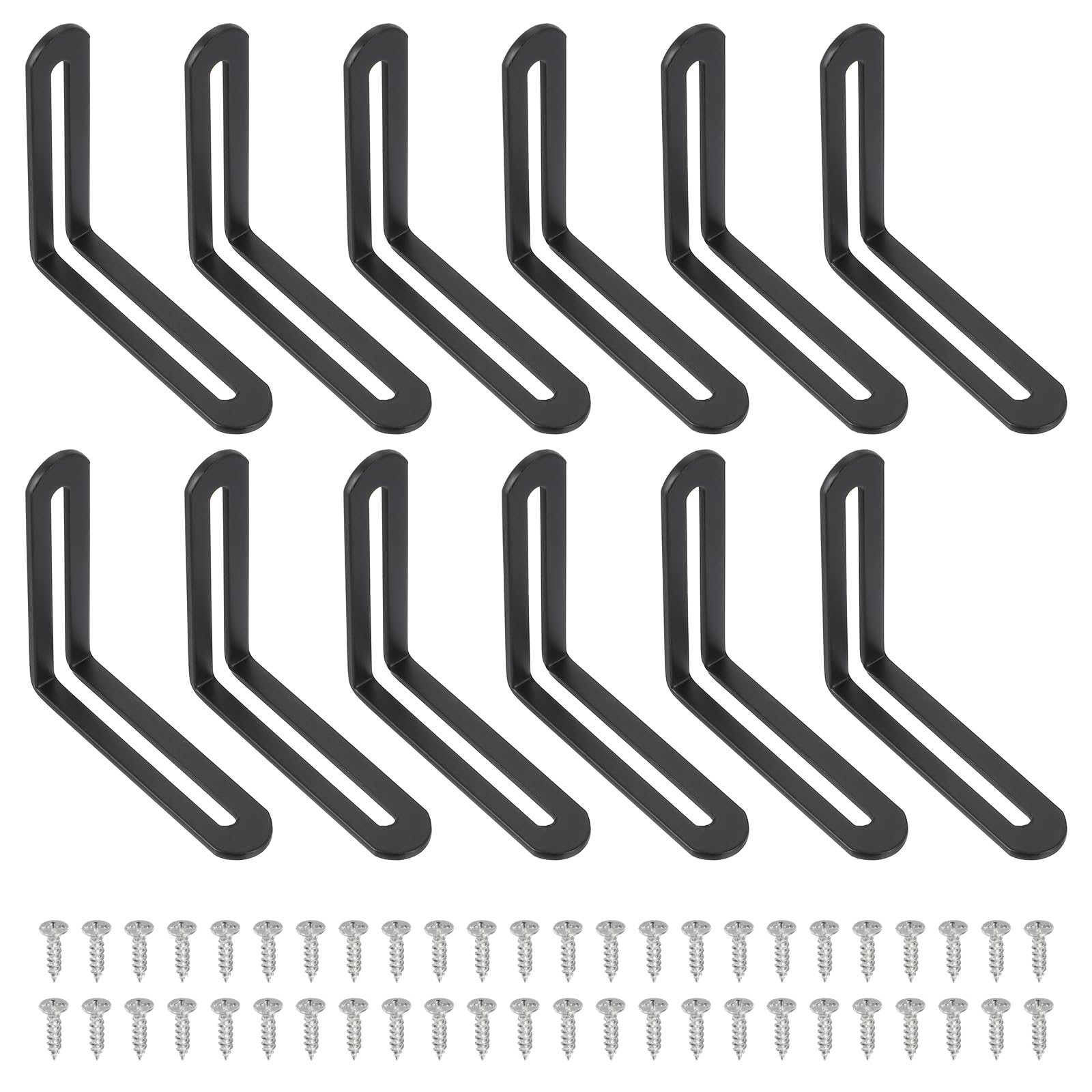 QUARKZMAN 12 Pezzi Staffe Angolari Regolabili 3.1"x0.7"x3.1" Colore Nero | A L, Supporto Angolare, In Acciaio, Con Fessure, A 90 Gradi, Per Scaffalature Costruzione Mobili In Legno