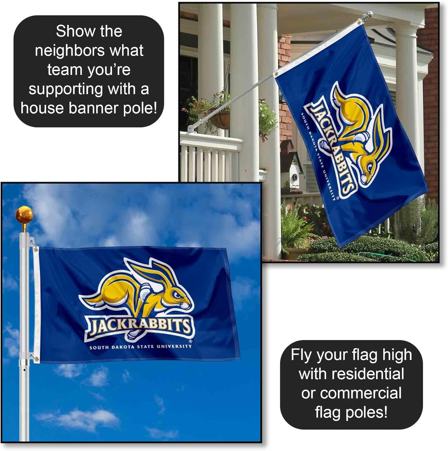 College Flags & Banners Co. South Dakota State Jackrabbits Large Grommet Banner Flag - Image 3