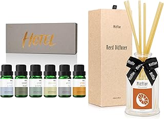 MitFlor Hotel Collection, Hotel Aromatherapy Fragrance Oils Gift Set 6x10ml & Citrus Amber Reed Diffuser 3.4 fl oz, Long-L...