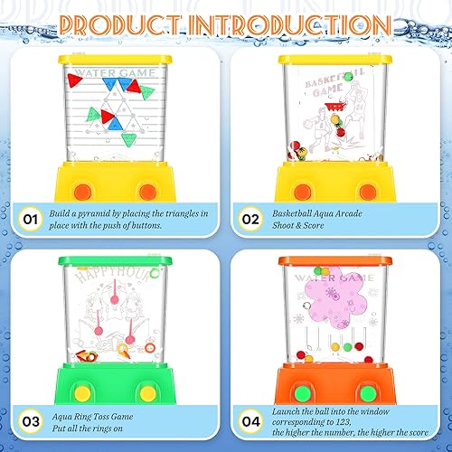 Miniatura 4 de 4 piezas de juegos de agua de mano para niños, mini lanzamiento de anillo, juguetes retro para pasatiempo, juegos de coche, fiesta de cumpleaños