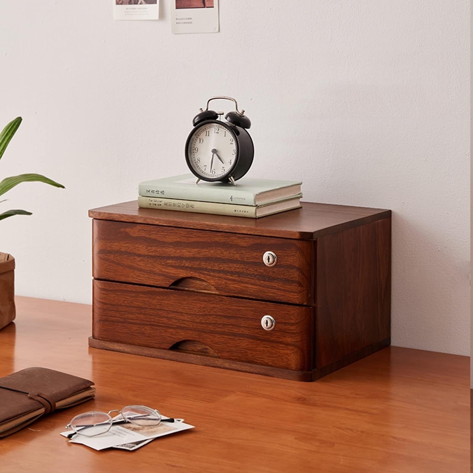 SnamicE Lockable Solid Wood Desk File Cabinet-2-Drawer Storage Box For Office-Secure Document & Supply For Home & Workplace,