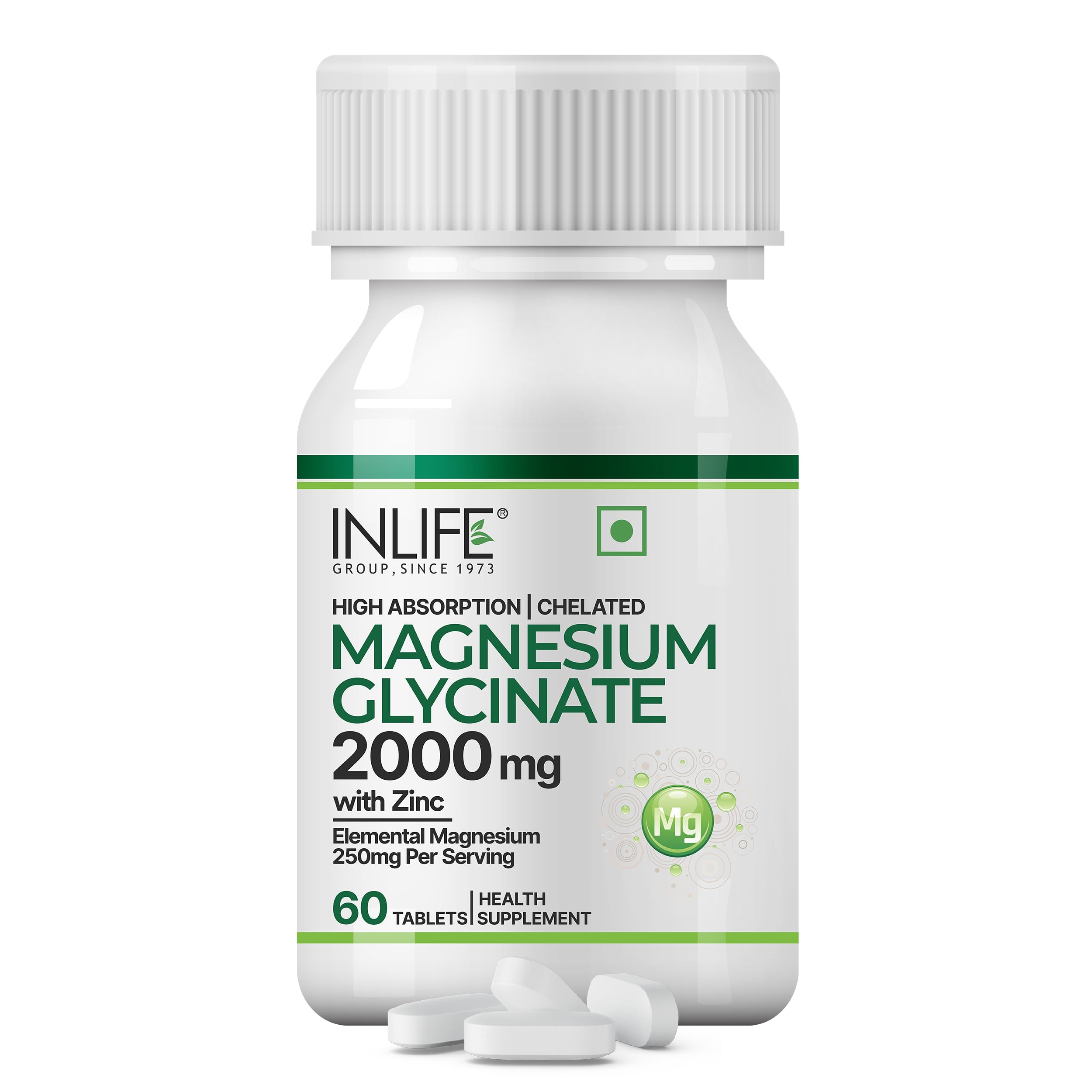 INLIFE Magnesium Glycinate with Zinc Picolinate Tablets 2000mg | Chelated High Absorption Magnesium Supplement For Men & Women | 60 Tablets-image-12