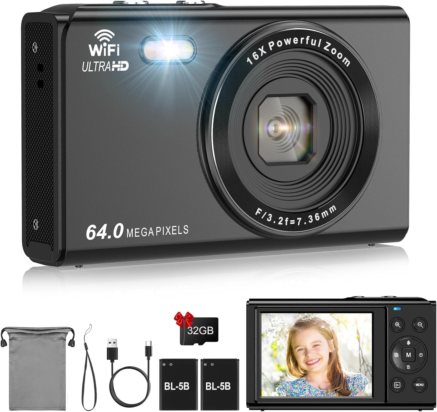 Amazon | LAMA デジカメ 4k デジタルカメラ WIFI対応 6400万高