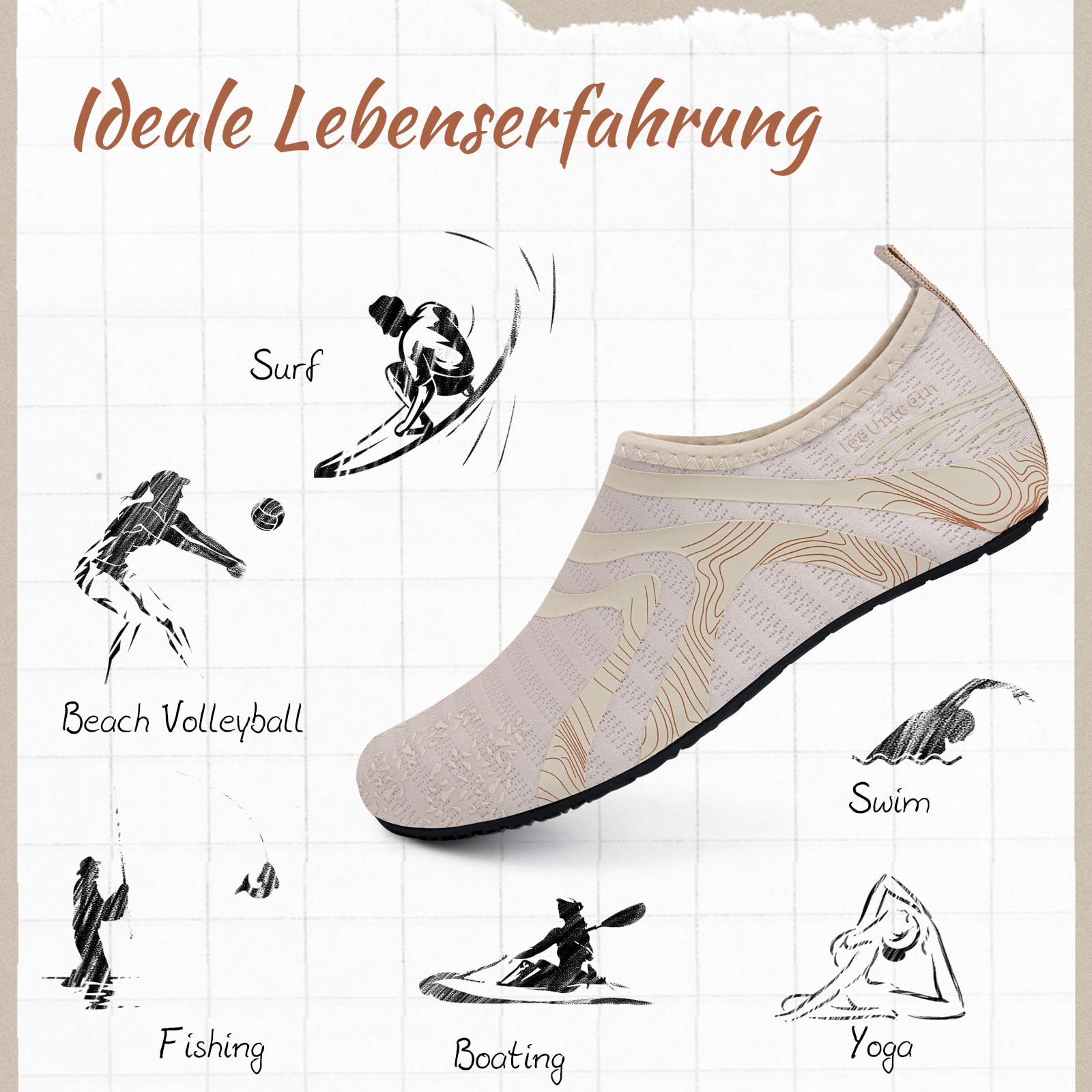 Chaussures aquatiques pour femme - Chaussures de natation pour homme et femme - Chaussures pieds nus - Chaussures de piscine - Chaussures de yoga rapides pour sports nautiques