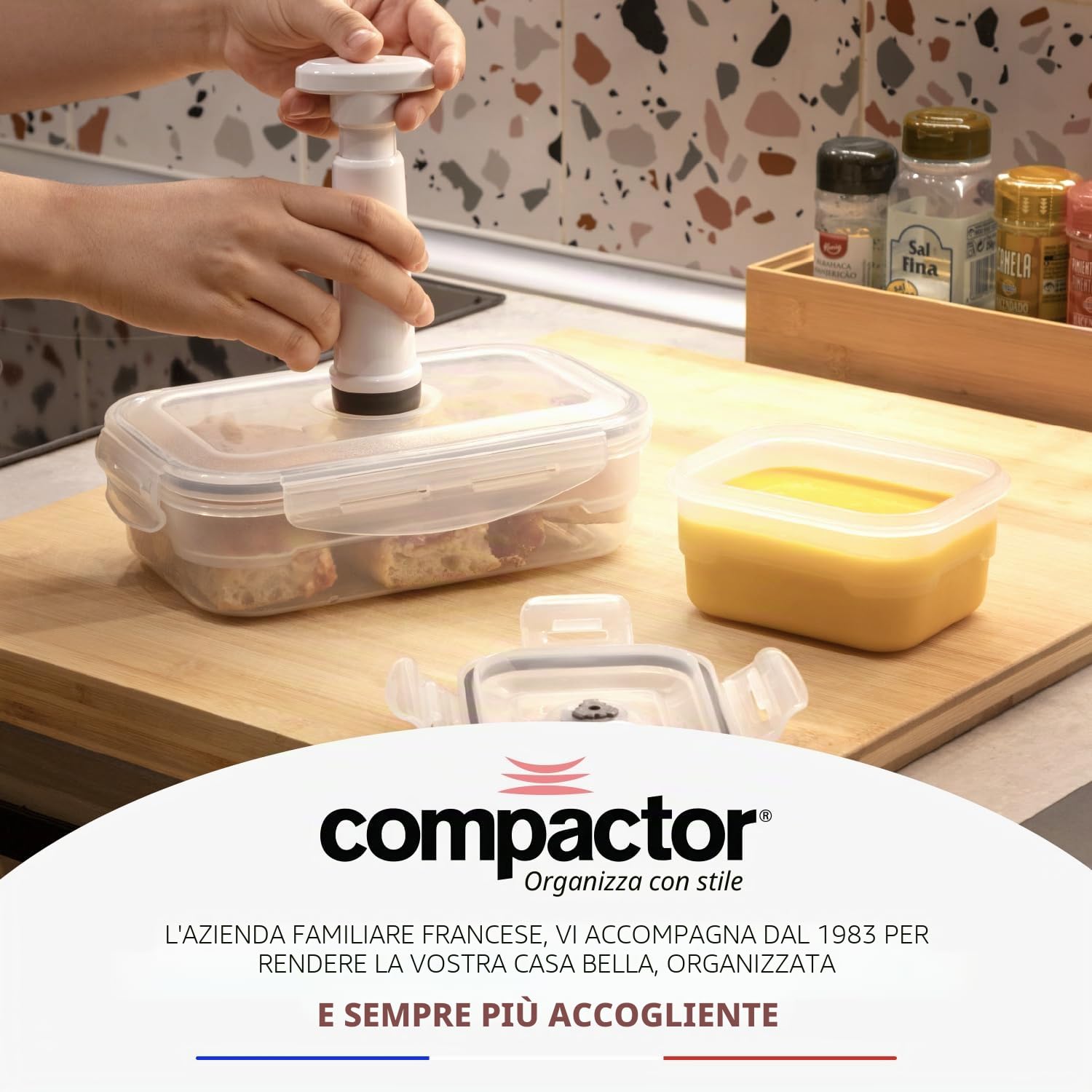 Set di 3 contenitori sottovuoto per alimenti in vetro con coperchio ermetico, pompa manuale inclusa, datario integrato, adatti a microonde e lavastoviglie, freschezza prolungata
