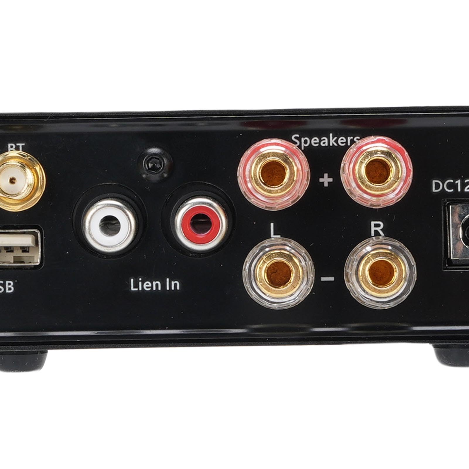 Fafeicy TPA3116 Amplificador Digital Estéreo de Alta Fidelidad de 2.0 Canales 50W + 50W Bluetooth 5.4 para Altavoces Pasivos Cine en Casa con USB AUX Caja de Aleación de Zinc (Enchufe de la UE)