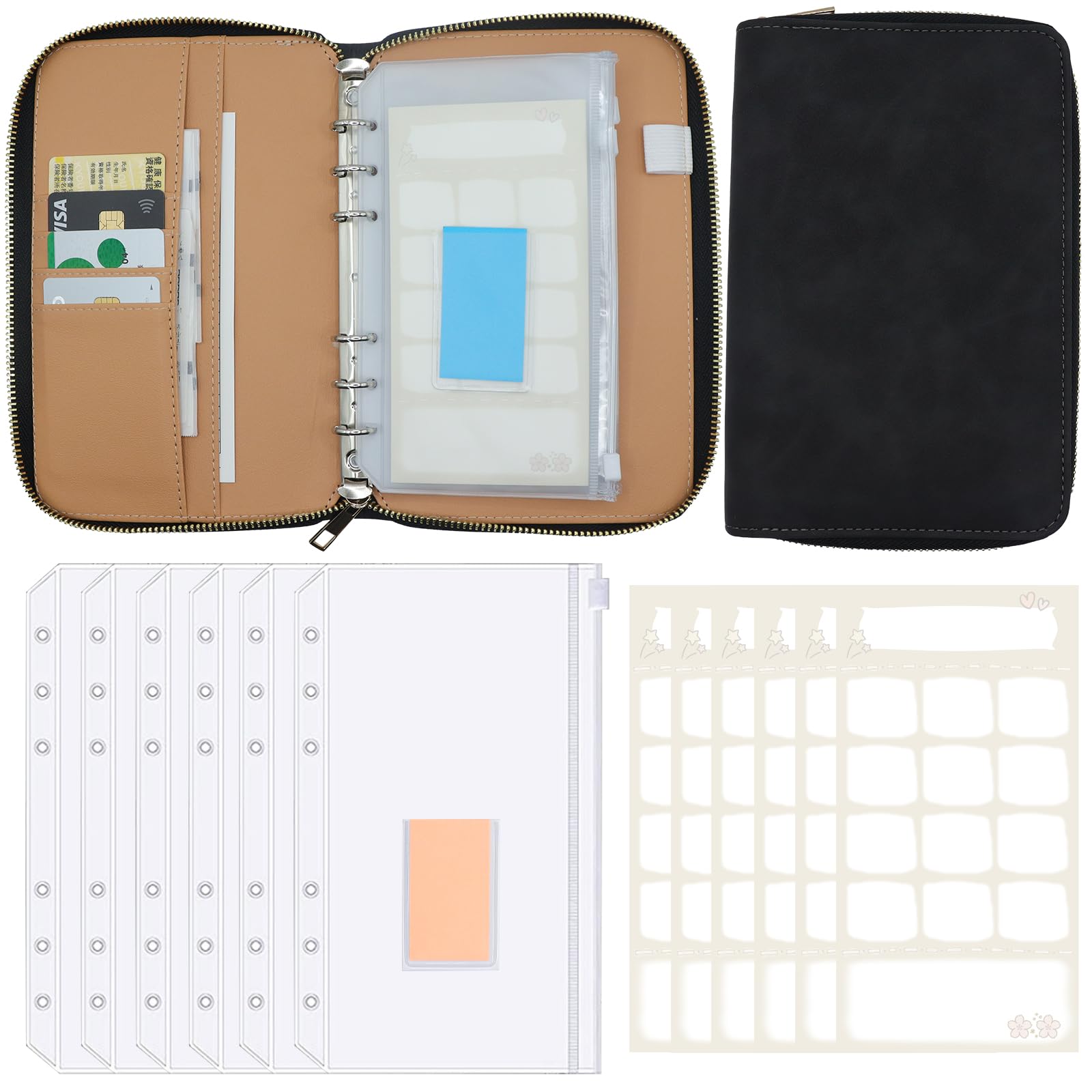 Amazon.co.jp: Petyume A6家計簿バインダー ジッパー式6穴ファイル