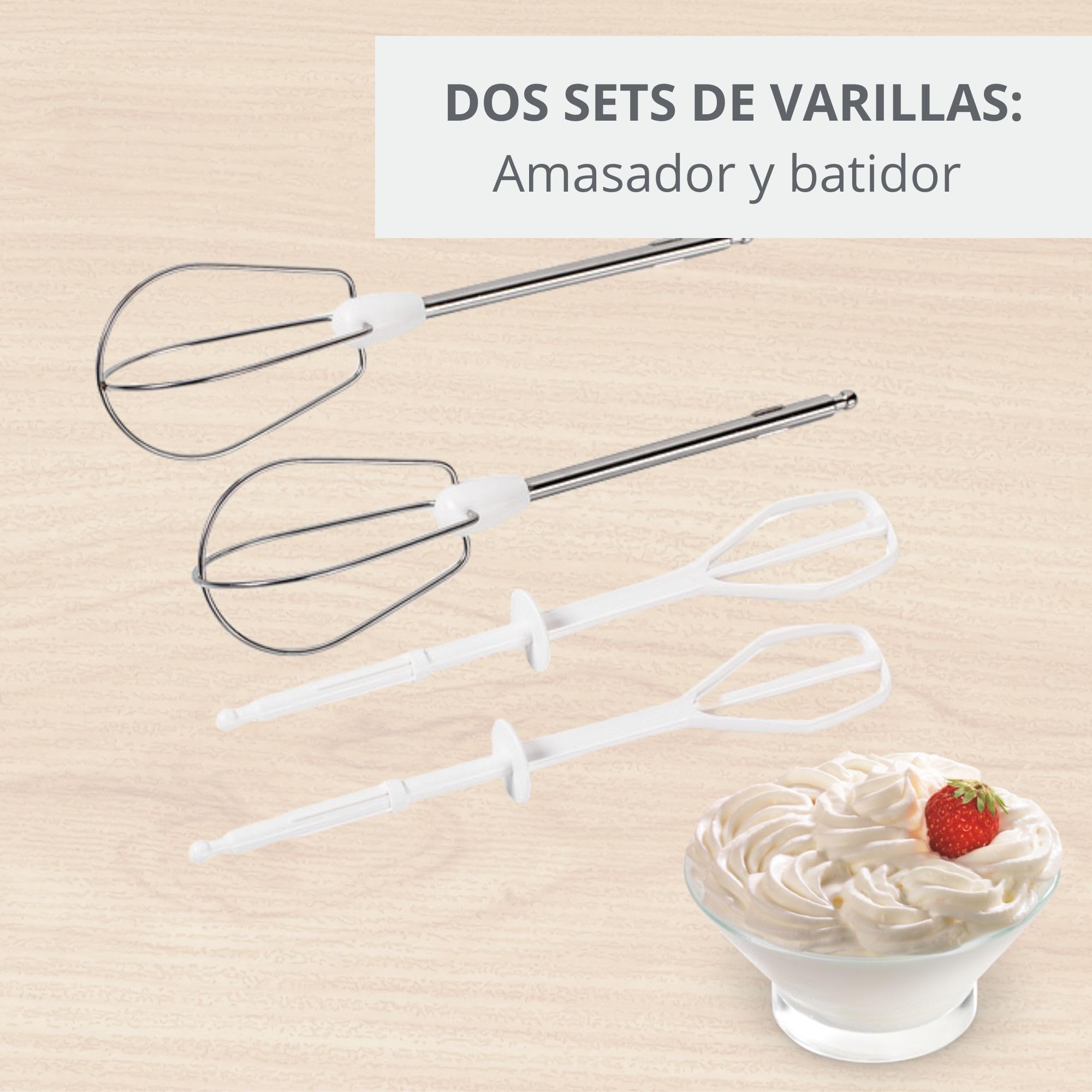 Moulinex Easy Max HM2501B1 - Batidora Amasadora de 200 W con 5 Velocidades. Incluye varillas batidoras y amasadoras