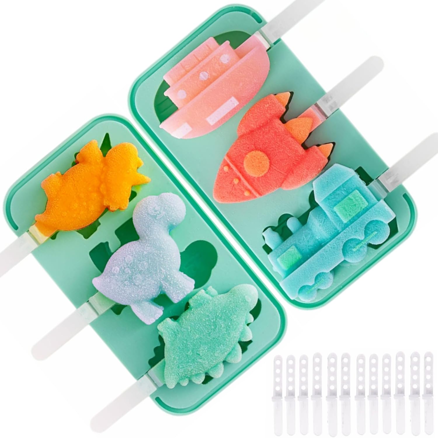 AmzKoi IJsvormen, ijslollyvorm, siliconen, 6 cellen, ijslollyvormen, BPA- vrij, voor kinderen, volwassenen en baby's, popsicle mallen set met reinigingsborstel en vouwtrechter (roze
