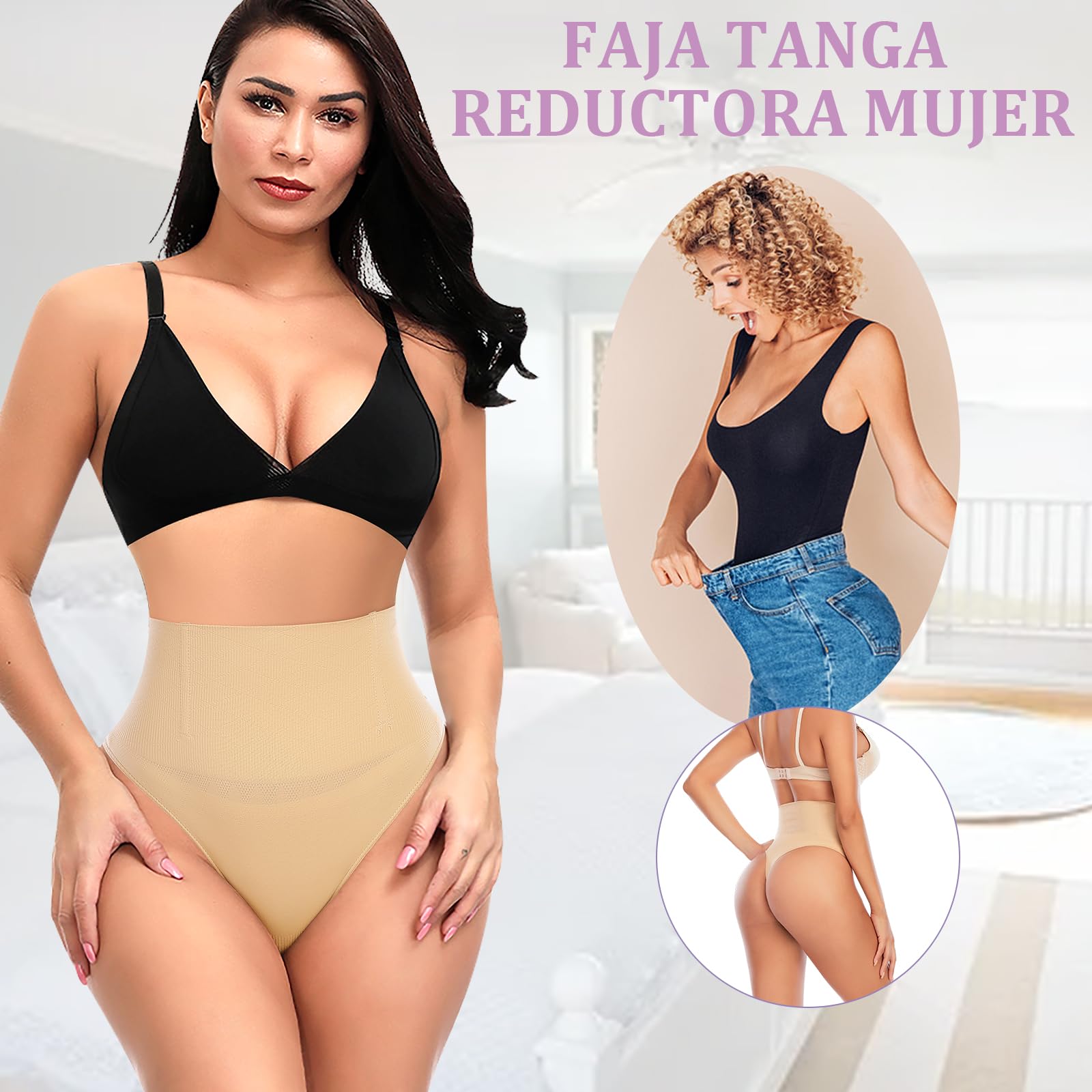 YARRCO Faja Tanga Reductora Mujer Vientre Plano Adelgazante Abdomen Cintura Alta Shapewear Postparto