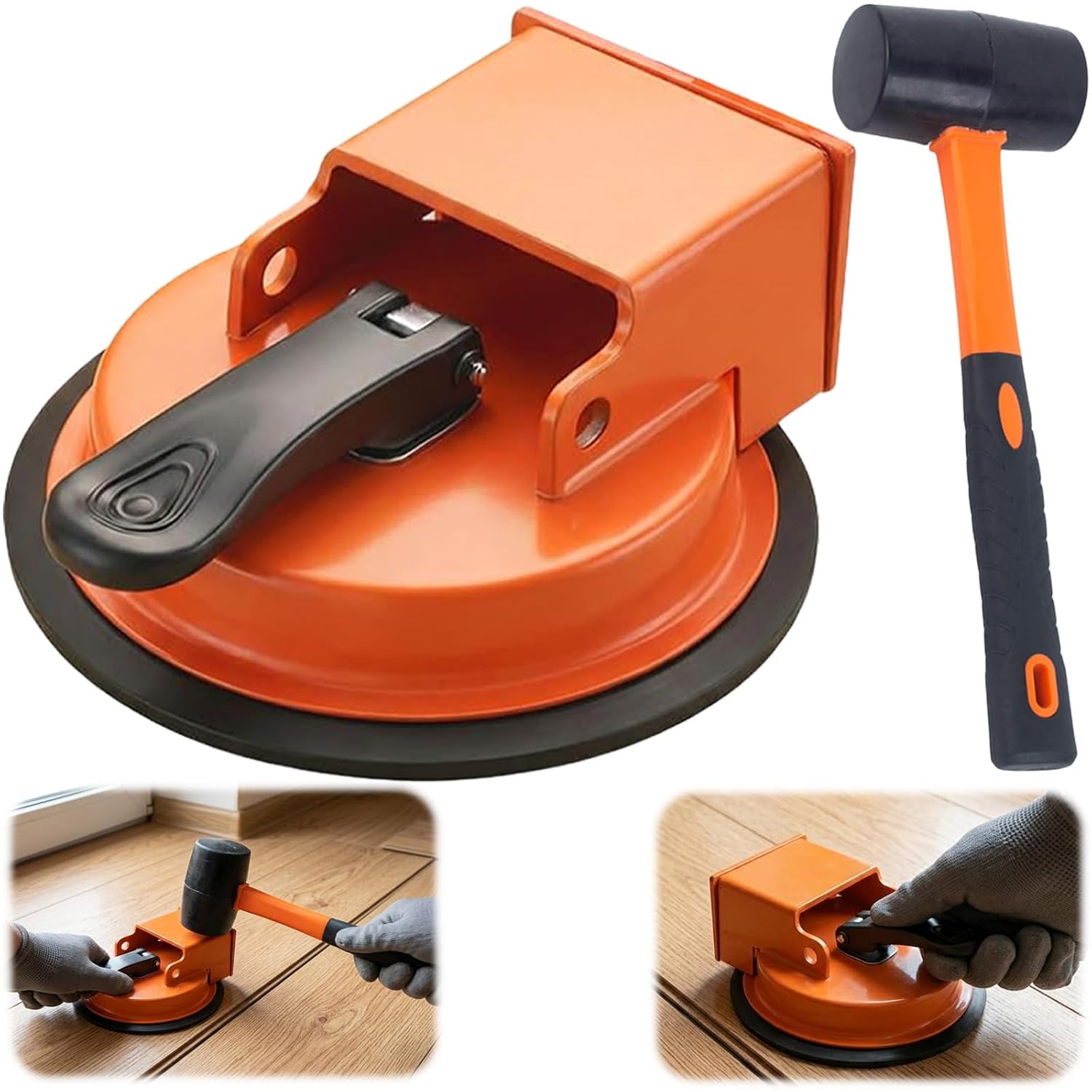 New Floor Gap Fixer Tool,Upgraded Heavy Duty Floor Gap Fixer Suction Cup Tool with Strong,Repair Include and Mallet,for Laminate/Vinyl Flooring Tools (Set)