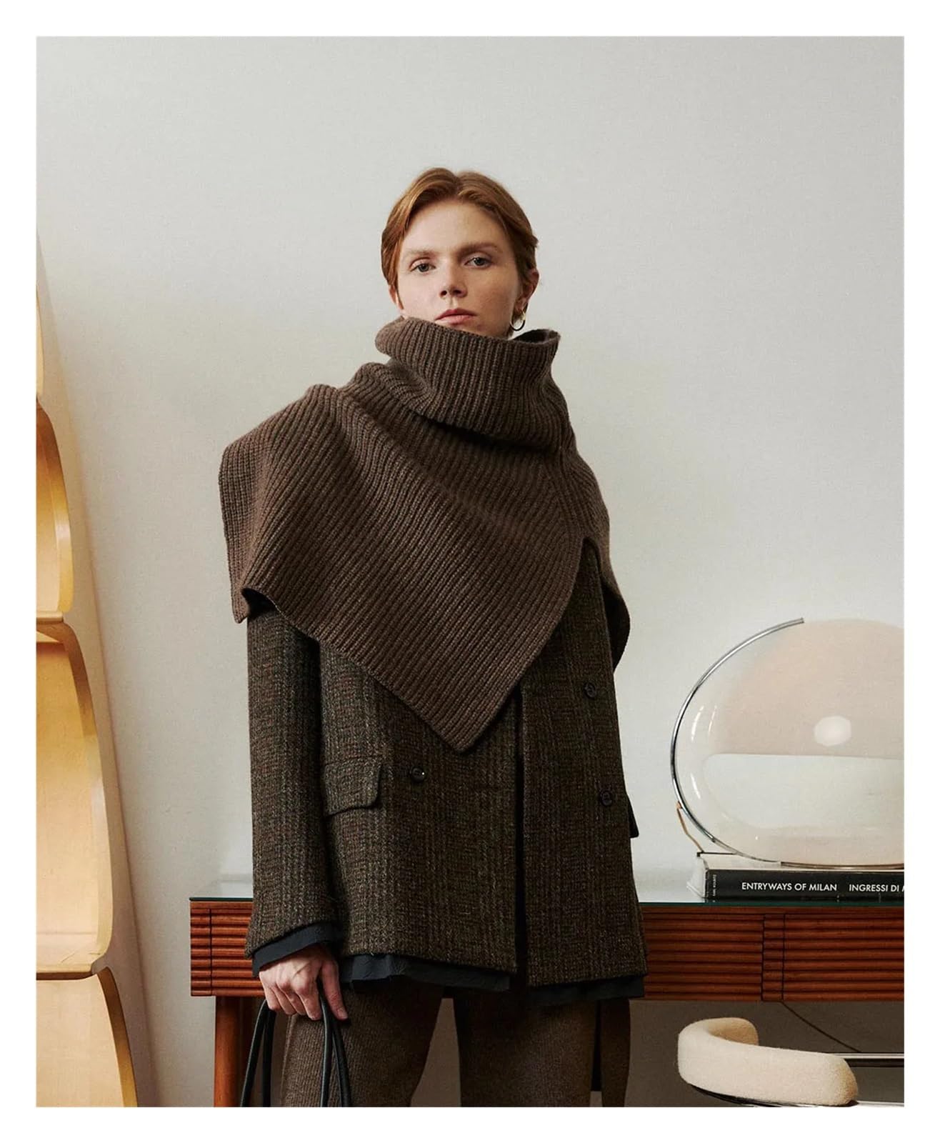 Scialle Donna Scialle alla Moda ad Anello Oversize Lavorato a Maglia di Lana Mantieni Calda la Sciarpa Invernale con Poncho for Le Donne(Grey)
