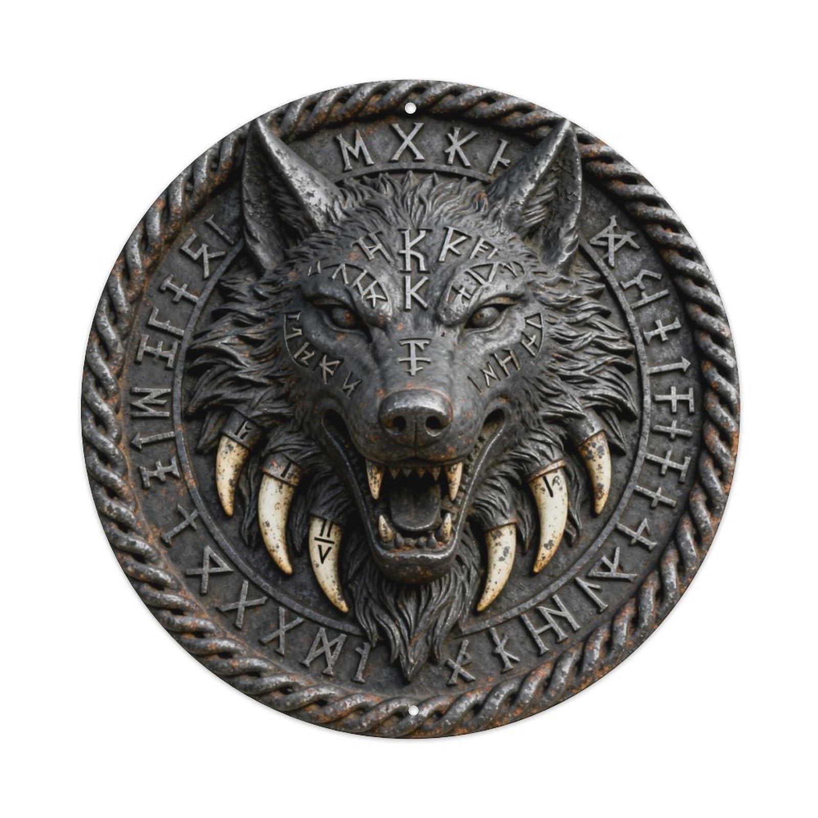 Norse Fenrir Giant Wolf Rune Metal Tin Sign Plaque