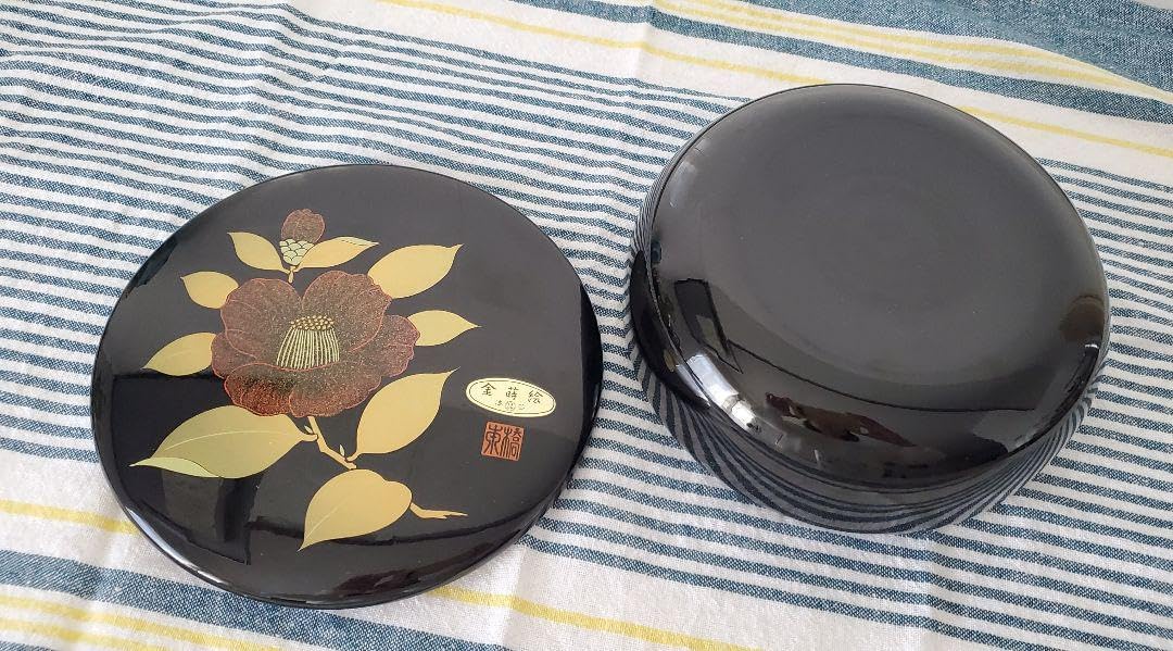 深川製磁 百年庵 陶箱 外赤丸紋 内染付 菓子器 宮内庁