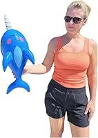 Vista 7 de Narval inflable de 24 pulgadas (azul) para decoración de fiesta de cumpleaños (1 unidad)