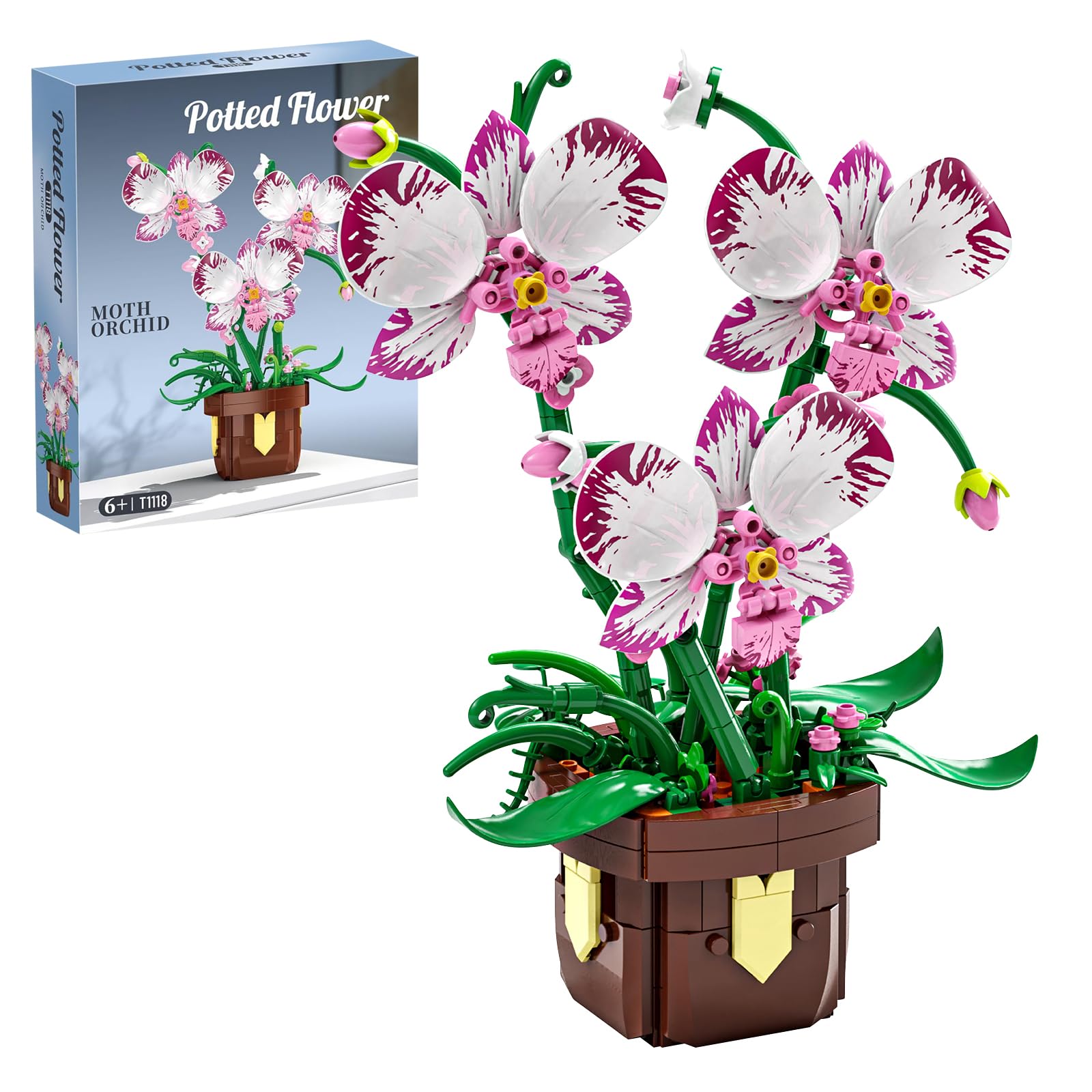 ALEENFOON Orchid Flowers Building Block Set,Artificial Botanical Bouquet Building Set for Adults Kids 6+,Office & Home Decor,Gift for Mother's Day,Valentine Day,Birthday,Christmas Day(323 PCS)