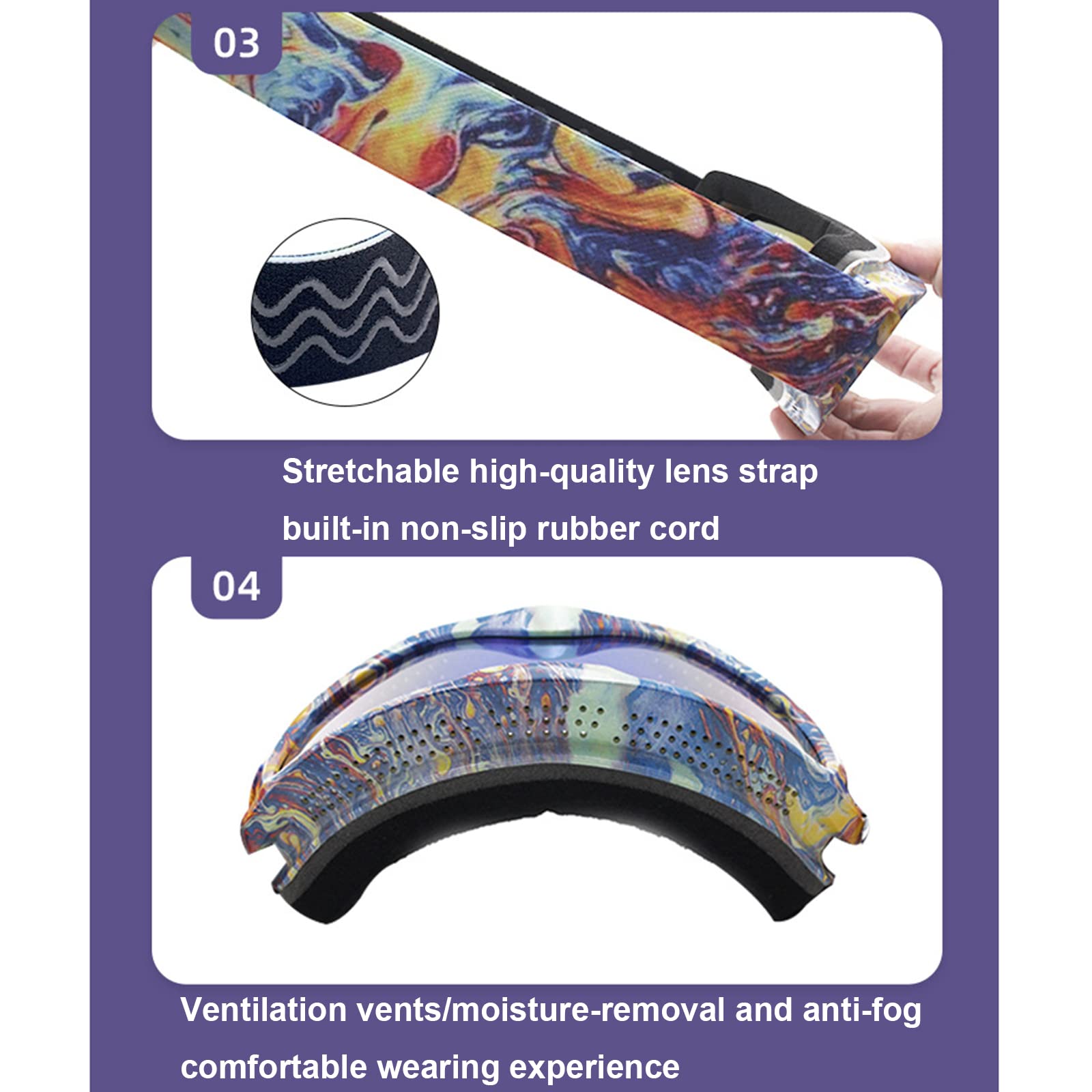 Lunettes de Ski pour Enfants, Lunettes de Snowboard Double Objectif Anti-buée,D
