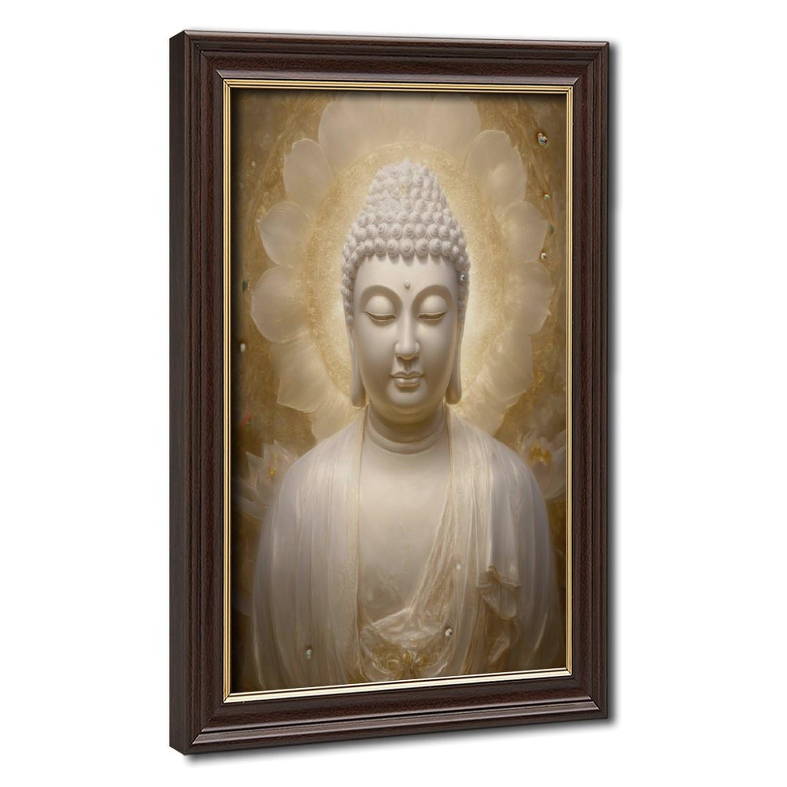 Pyberon Golden Buddha Portrait Poster Canvas Poster Wall Art Decor Print Picture Paintings for Living Room Bedroom Decoration 8" L X 12" W