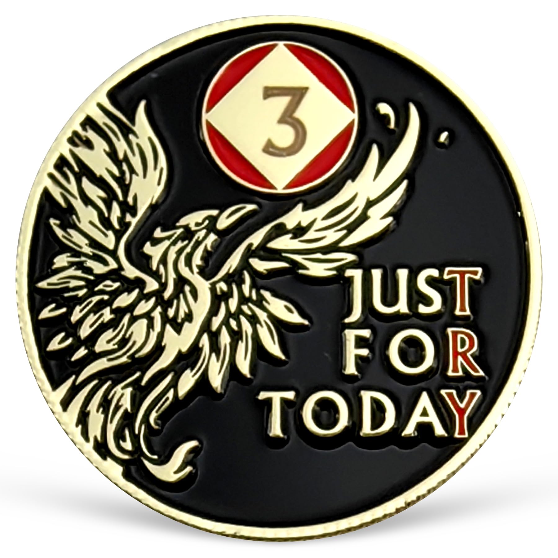 Phoenix 3 Year NA Medallion Just for Today Recovery Chip with Serenity Prayer NA AA Sobriety Coin Three Year Narcotics Anonymous Gifts for Men Women