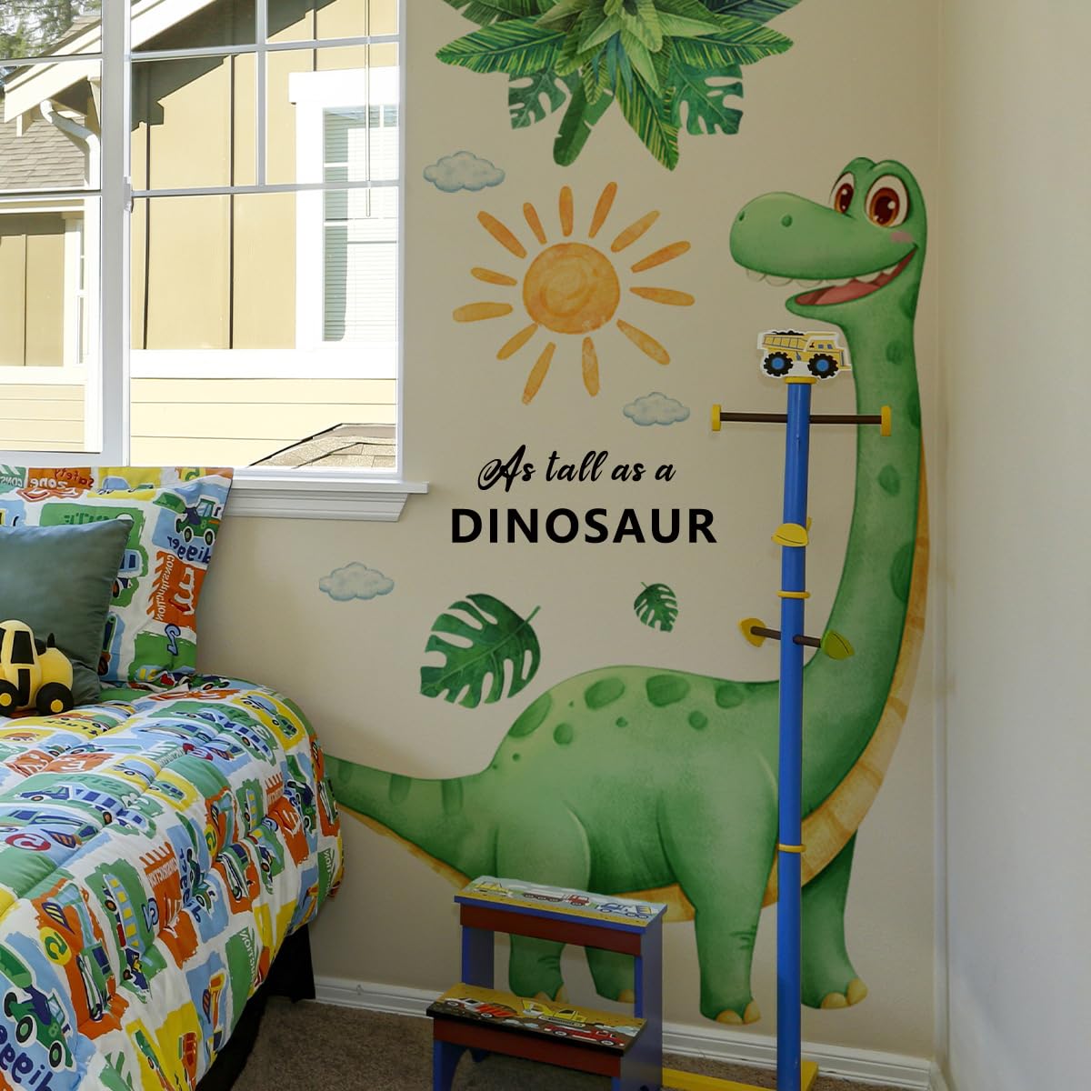 Large Dinosaur Wall Stickers, Peel and Stick Boho Dinosaur Palm Tree Wall Decals - Image 4