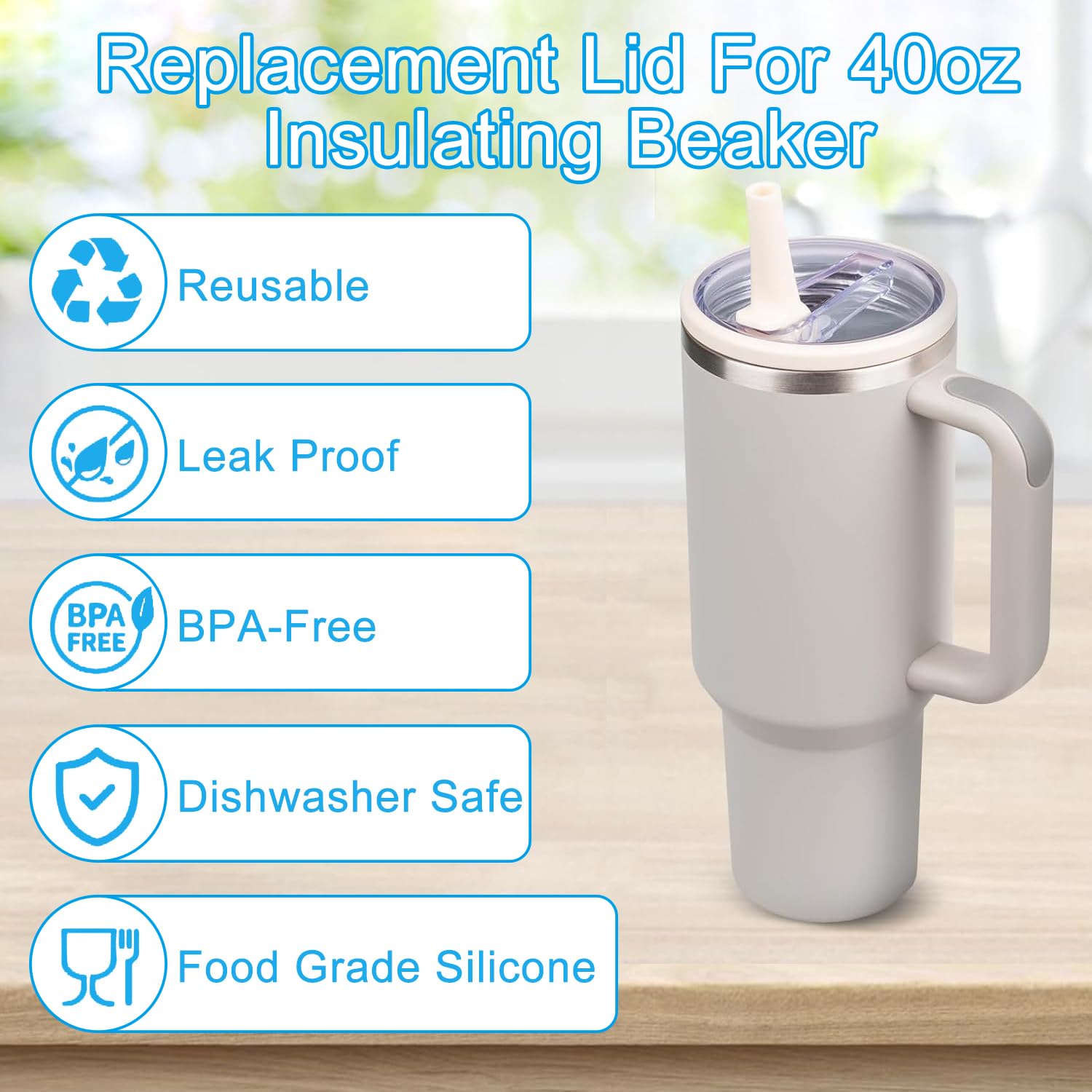 2 Pack Couvercle À Paille De Rechange Compatible 40 Oz Cup Avec Deux