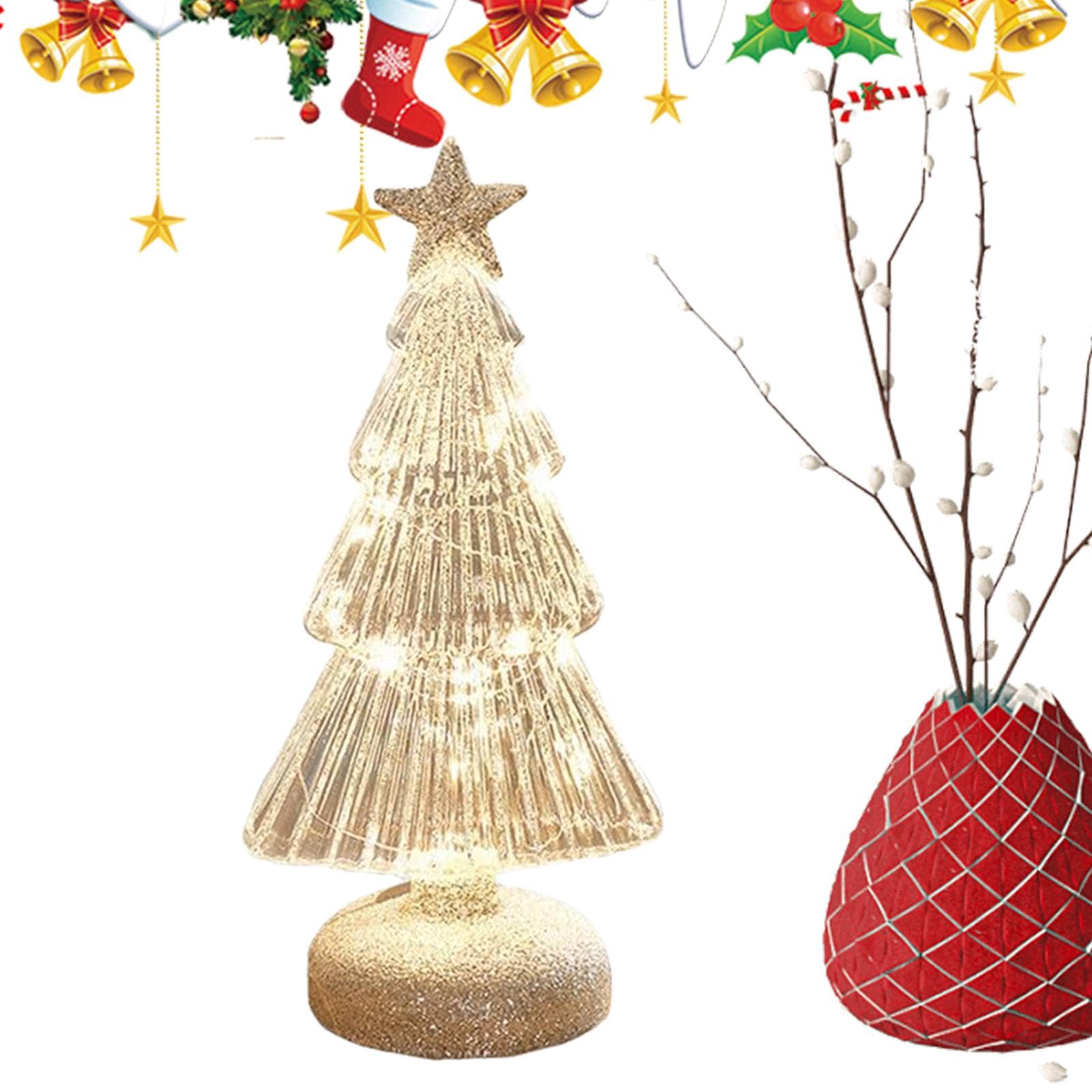 Amazon.co.jp: Dtharen ライト付きガラスのクリスマスツリー, ガラス製