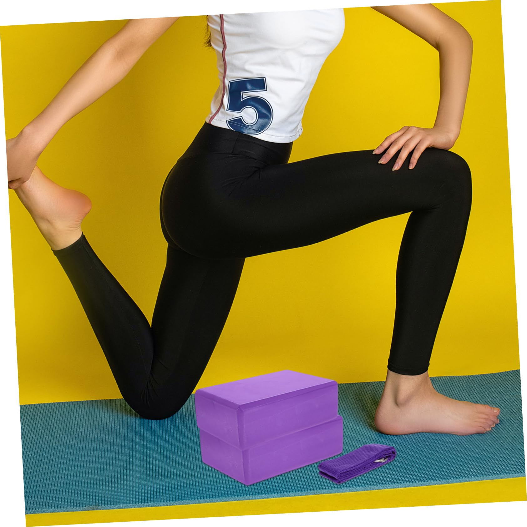 Set 3 Pezzi Blocchi per Yoga Eva Porpora, Cinghia per Stretching