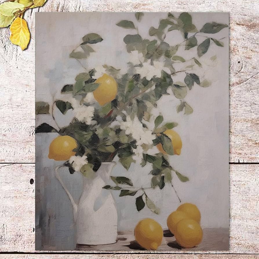 ARIKHA、Kichen-boardEggplant and Lemon Amazon.com: Vintage Kitchen Lemon Painting Print, Bright Vintage