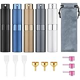 Tekson Travel Perfume Atomizer Refillable 8ml (5 PCS), Travel Cologne Sprayer Mini, Perfume Bottle Empty Small (5 Colors)