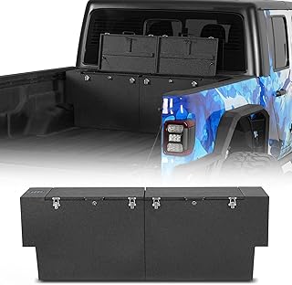 Hooke Road Gladiator Bed Tool Box for 2020-2026 Jeep Gladiator JT, Heavy Duty Storage Toolbox with Locks and Handles, Textured Black Steel Waterproof Boxes