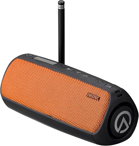 Emsonic Saver - Altavoz Bluetooth portátil, graves potentes y profundos, IPX5, 24 horas de tiempo de reproducción, radio FM, dectección de monóxido
